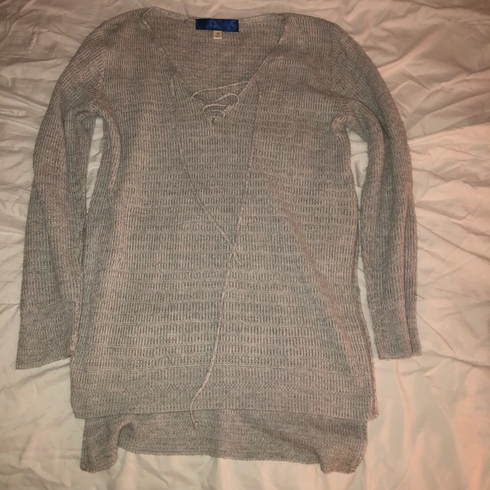 Slit Side Gray Sweater